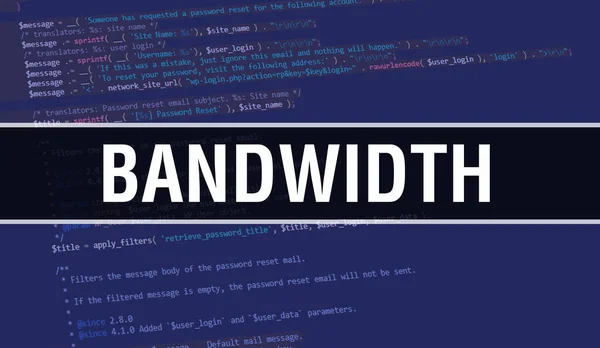Ilustrasi Konsep Bandwidth Menggunakan Kode Untuk Mengembangkan Program Dan Aplikasi — Stok Foto