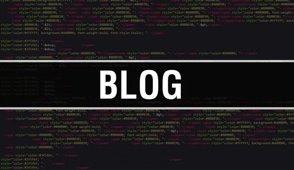 Concepto Blog Con Partes Aleatorias Código Programa Texto Del Blog — Foto de Stock