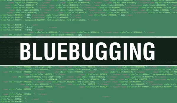 Bluebugging Konzept Mit Zufälligen Teilen Des Programmcodes Bluebugging Text Auf — Stockfoto