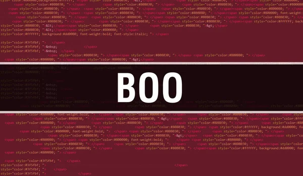 Boo Concept Met Random Parts Program Code Boo Tekst Geschreven — Stockfoto