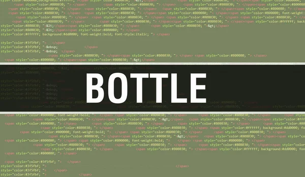 Fles Concept Met Random Parts Program Code Bottle Tekst Geschreven — Stockfoto