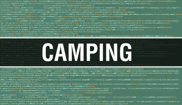 Camping Binárním Kódem Digitální Technologie Pozadí Abstraktní Pozadí Programovým Kódem — Stock fotografie