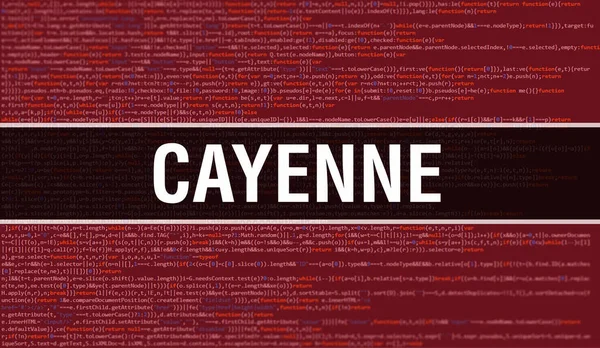 Cayenne Mit Digitalem Hintergrund Mit Binärcode Abstrakter Hintergrund Mit Programmcode — Stockfoto