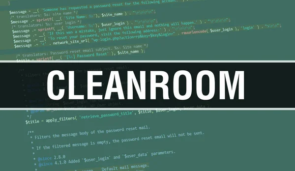 Концепция Cleanroom Random Parts Program Code Cleanroom Текст Написанный Программном — стоковое фото