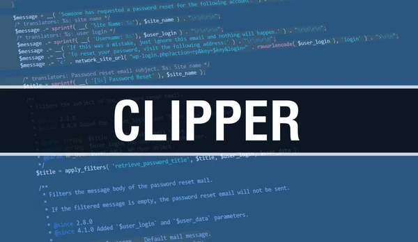 Concepto Clipper Con Partes Aleatorias Código Programa Texto Clipper Escrito —  Fotos de Stock