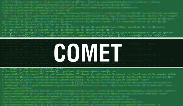 Koncept Komety Náhodnými Částmi Programového Kódu Comet Programming Code Abstract — Stock fotografie