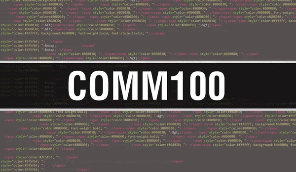 Comm100 Avec Fond Technologie Numérique Code Binaire Fond Abstrait Avec — Photo