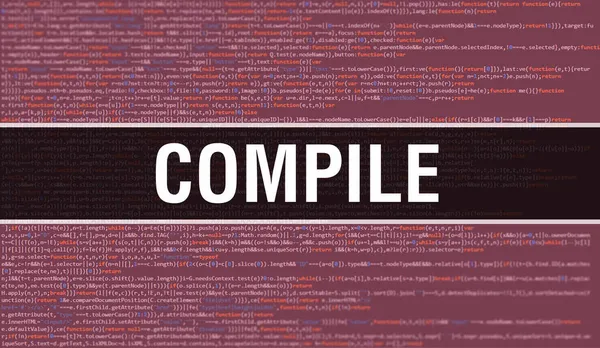 Kompilieren Sie Mit Digitalem Java Code Text Compile Und Computer — Stockfoto