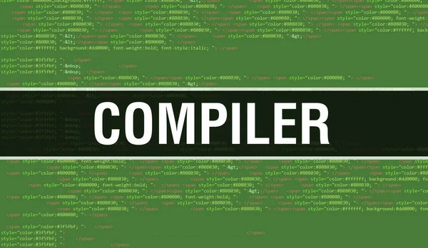 Compiler Met Binary Code Digitale Technologie Achtergrond Abstract Achtergrond Met — Stockfoto