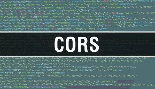 Текст Cors Написанный Абстрактном Технологическом Фоне Программного Кода Разработчика Компьютерного — стоковое фото