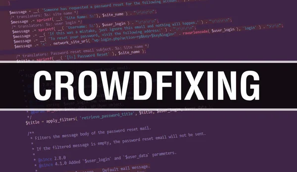 Έννοια Crowdfixing Τυχαία Μέρη Του Κώδικα Του Προγράμματος Κείμενο Crowdfixing — Φωτογραφία Αρχείου