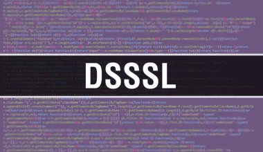 Programın Rasgele Parçaları ile DSSSL konsepti. Yazılım geliştiricisi ve Bilgisayar betiğinin programlama kodları soyut teknoloji arka planına sahip DSSSL. DSSSL Arkaplan gözlemi