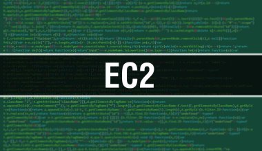 Programın Rastgele Parçaları ile EC2 konsepti. EC2, yazılım geliştiricisi ve Bilgisayar betiğinin programlama kodları soyut teknoloji arka planına sahiptir. EC2 Arkaplan gözlemi