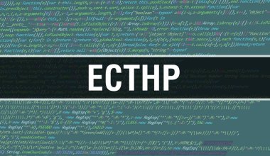eCTHP metni yazılım geliştiricisi ve Bilgisayar betiğinin programlama kodu soyut teknoloji arkaplanı üzerine yazılmıştır. eCTHP bilgisayar monitöründe kod kavramı. eCTHP programlama web oturumu kodlanıyor