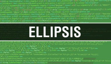 Yazılım geliştiricisi ve Bilgisayar betiğinin programlama kodu soyut teknoloji arkaplanı üzerine yazılan elipsis metni. Bilgisayar ekranında elipsi kod kavramı. Ellipsis programlama web oturumu kodlaması