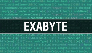 exabyte ile Soyut Teknoloji İkili Kod Arkaplanı. Dijital ikili veri ve Güvenli Veri Konsepti. Yazılım, Web Geliştirici Programlama Kodu ve exabyte. exabyte Javascript Bilgisayar Betiği