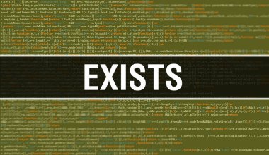 Uygulama ve programların geliştirilmesi için kod kullanılarak konsept illüstrasyonda bulunur. Koyu arkaplanda tarayıcı görünümünde renkli etiketlere sahip web sitesi kodunu var eder. İkili bilgisayar kodunda var olur, geri gruplandırma