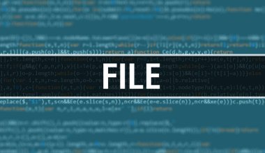 İkili kodlu dijital teknoloji geçmişi olan bir dosya. Program kodu ve dosyasıyla soyut arkaplan. Programlama ve kodlama teknolojisi geçmişi. Program listesi olan dosya
