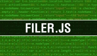 Soyut Teknoloji İkili Kod Arkaplanı ile Filer.js. Dijital ikili veri ve Güvenli Veri Konsepti. Yazılım, Web Geliştirici Programlama Kodu ve Filer.js. Filer.js Javascript Bilgisayar Betiği