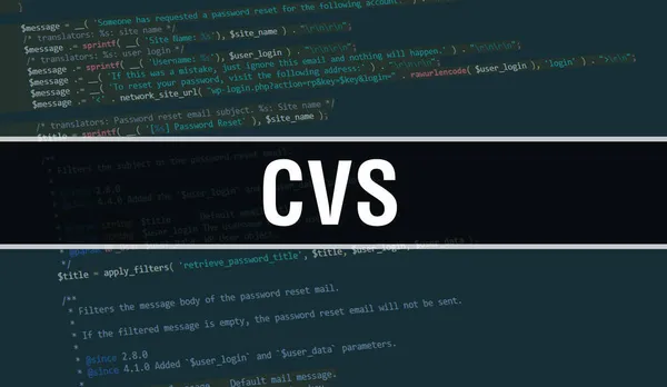 แนวค Cvs วนส มของรห สโปรแกรม Cvs อความท ยนบนรห สโปรแกรมพ นหล — ภาพถ่ายสต็อก