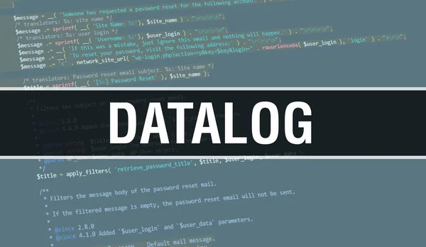 Concepto Datalog Con Partes Aleatorias Del Código Programa Texto Datalog —  Fotos de Stock