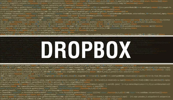 DropboxデジタルJavaコードテキスト DropboxとComputerのソフトウェアコーディングベクトルの概念 プログラミングスクリプトJava 画面上のDropboxとデジタルプログラムコードのイラスト比率 — ストック写真