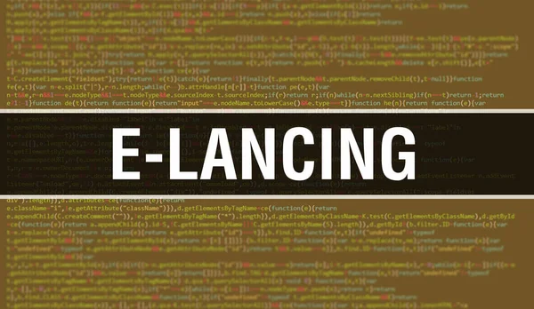 Concepto Lancing Con Partes Aleatorias Del Código Del Programa Lancing — Foto de Stock