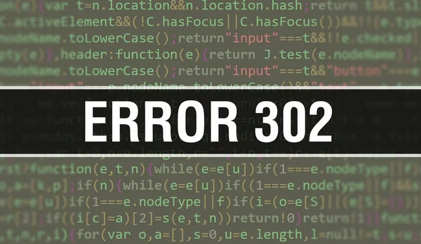 Fehler 302 Konzept Mit Zufälligen Teilen Des Programmcodes Fehler 302 — Stockfoto