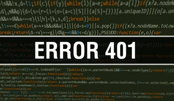 Erro 401 Com Texto Código Java Digital Erro 401 Conceito — Fotografia de Stock