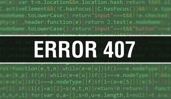 Ошибка 407 Концепции Случайными Частями Программного Кода Ошибка 407 Программным — стоковое фото