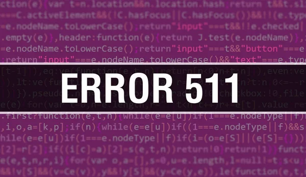 错误511与抽象技术二进制代码背景 数字二进制数据和安全数据概念 Web开发人员编程代码和错误511 错误511 Javascript Computer Scrip — 图库照片