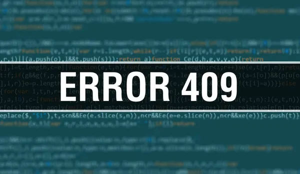 Fehler 409 Mit Digitalem Hintergrund Binärcode Abstrakter Hintergrund Mit Programmcode — Stockfoto