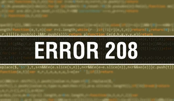 208 바이너리 디지털 프로그램 코드와 Error 208 추상적 프로그래밍 프로그램 — 스톡 사진