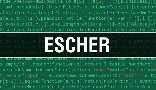 Escher Text Napsaný Programovacím Kódu Abstraktní Technologické Pozadí Vývojáře Softwaru — Stock fotografie