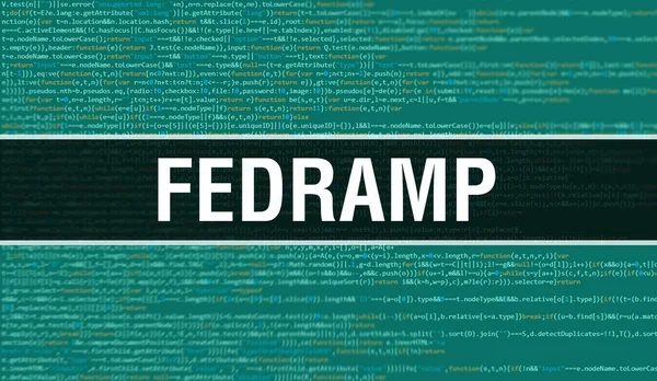 Fedramp Koncepció Illusztráció Kóddal Programok Alkalmazások Fejlesztéséhez Fedramp Weboldal Kód — Stock Fotó