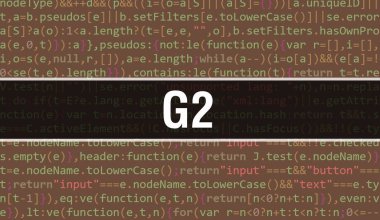 Yazılım geliştiricisi ve Bilgisayar betiğinin programlama kodu soyut teknoloji arkaplanı üzerine yazılmış G2 metni. Bilgisayar ekranında G2 kod kavramı. Kodlama G2 programlama web oturumu