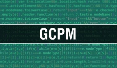 Soyut Teknoloji İkili Kod Arkaplanı ile GCPM. Dijital ikili veri ve Güvenli Veri Konsepti. Yazılım, Web Geliştirici Programlama Kodu ve GCPM. GCPM Javascript Bilgisayar Betiği