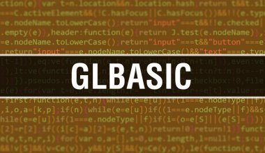 Soyut Teknoloji İkili Kod Arkaplanı ile GLBasic. Dijital ikili veri ve Güvenli Veri Konsepti. Yazılım, Web Geliştirici Programlama Kodu ve GLBasic. GLBasic Javascript Bilgisayar Betiği