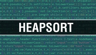Programın Random Parts of Program Kodunun Rastgele Parçaları konsepti. Yazılım geliştiricisi ve Bilgisayar betiğinin programlama kodu soyut teknoloji arkaplanı üzerine yazılmış Heapsort metni. Kod Arka Gruplandırma ile yığın