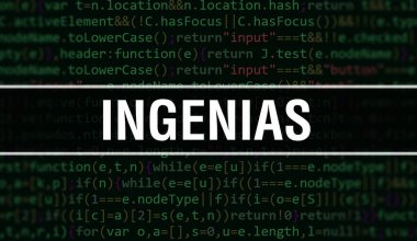 Yazılım geliştiricisi ve bilgisayar yazılımının programlama kodu soyut teknoloji arkaplanı üzerine yazılmış INGENIAS metni. Bilgisayar monitöründeki IngeniAS kod kavramı. Kodlama INGENIAS programlama web oturumu