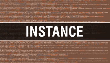 Dijital Java kod metni ile denge. Örnek ve Bilgisayar yazılım kodlama vektör kavramı. Senaryo Java programlanıyor, İnstance ekranda gösterildiği gibi dijital program kodu