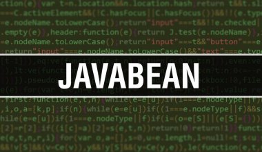 İkili kodlu dijital teknoloji geçmişi olan JavaBean. Program kodu ve JavaBean ile soyut bir arkaplan. Programlama ve kodlama teknolojisi geçmişi. Program listeli JavaBean