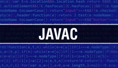 Programın Random Parts of Program Kodunun Javac konsepti. Programlama kodları üzerine yazılan Javac metni yazılım geliştiricisi ve bilgisayar yazılımının soyut teknoloji arkaplanı. Teknoloji kodu Backgroun olan Javac