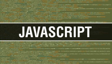 Soyut Teknoloji İkili Kod Arkaplanı ile JAVASCRIPT. Dijital ikili veri ve Güvenli Veri Kavramı. Yazılım