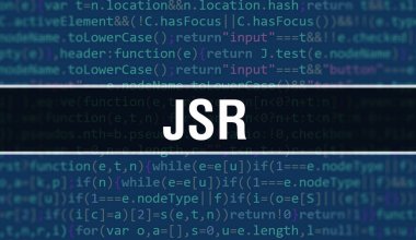 Programlama kodunun Random Parts of Program Kod.JSR metni içeren JSR kavramı yazılım geliştiricisi ve Bilgisayar betiğinin programlama kodu soyut teknoloji arkaplanı üzerine yazılmıştır. Teknoloji kodu Backgroun olan JSR