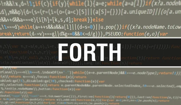 Forth Cyfrowym Tekstem Kodu Java Koncepcja Wektora Kodowania Forth Computer — Zdjęcie stockowe