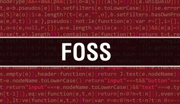 Foss Texto Escrito Código Programação Abstrato Tecnologia Fundo Desenvolvedor Software — Fotografia de Stock