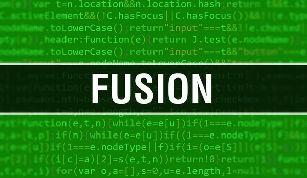 Fusie Concept Met Random Parts Program Code Fusie Met Programmeercode — Stockfoto