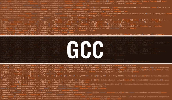 Gcc Concept Met Random Parts Program Code Gcc Tekst Geschreven — Stockfoto