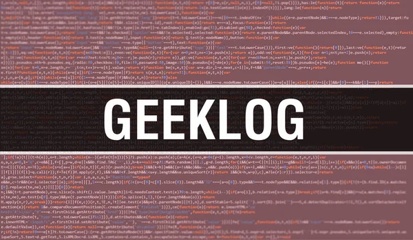 Geeklog概念与程序编码的随机变量部分 Geeklog文本写在软件开发人员和计算机脚本的程式码抽象技术背景上 具有代码背景的Geeklog — 图库照片